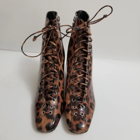 🆕️⬇️🎉HOST PICK🎉 Schutz Kika Square Toe Leopard Print Patent Leather Booties - Picture 11 of 13